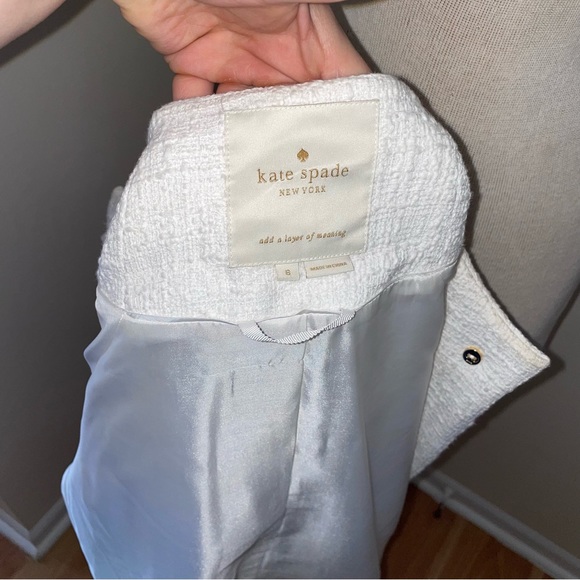 Kate Spade $548 White New York Dorothy Bow Front Tweed Coat Size 6 Small - Picture 10 of 16